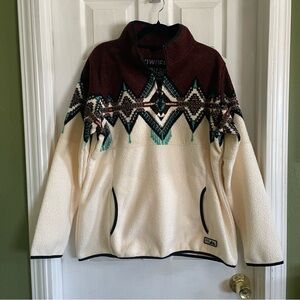 Powder River Outfitters Western Aztec Sherpa 1/4 Zip Pullover Fleece Men’s XXL